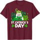 St Catrick's Day Funny Cat St Patricks Day Women Girls Kids T-Shirt - T-Shirt | Maroon