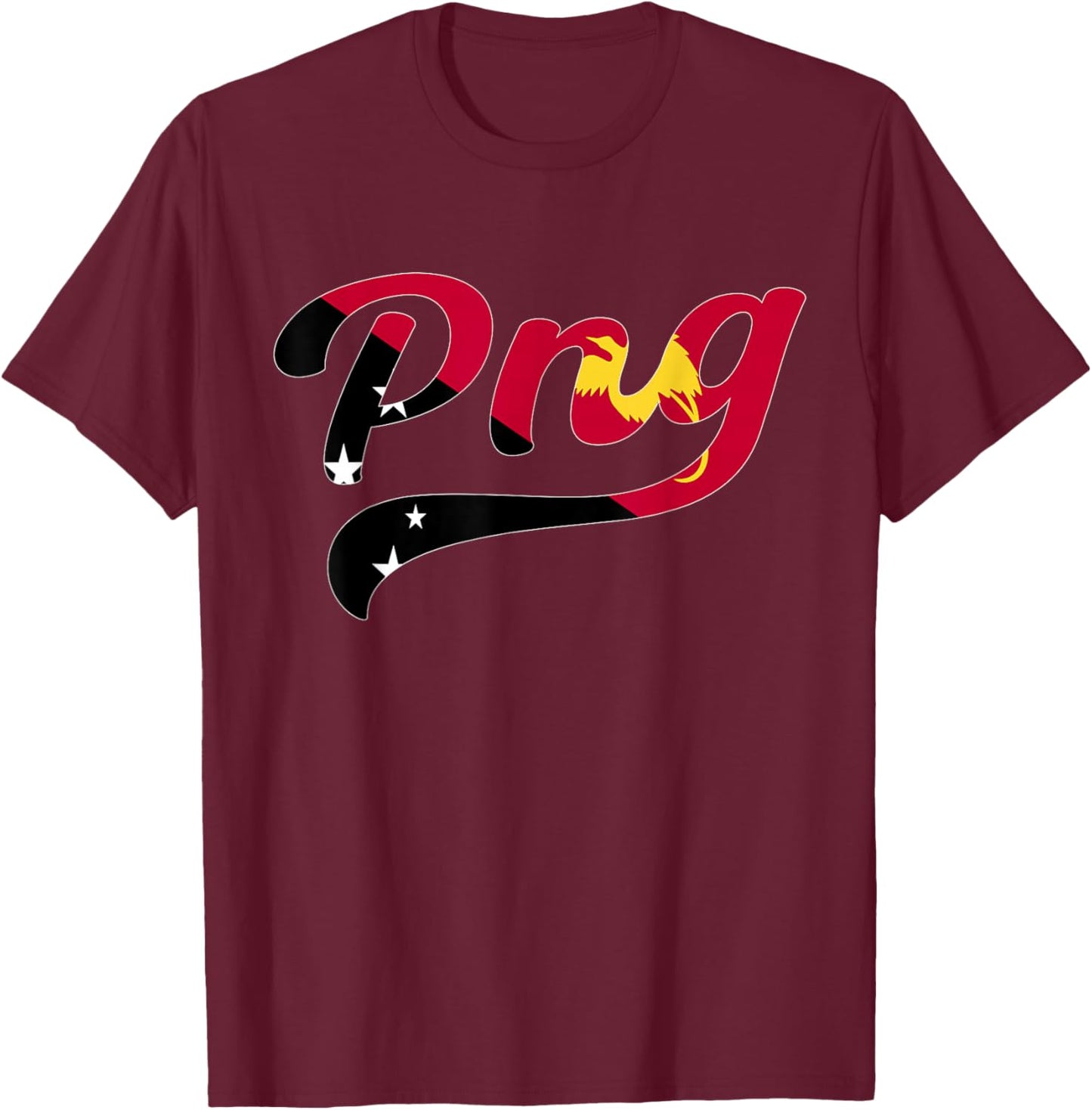 PNG Typeset Papua New Guinea Flag Melanesia Pride T-Shirt - T-Shirt | Maroon
