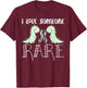I Love Someone Rare Disease Awareness T Rex Zebra Ribbon T-Shirt - T-Shirt | Maroon