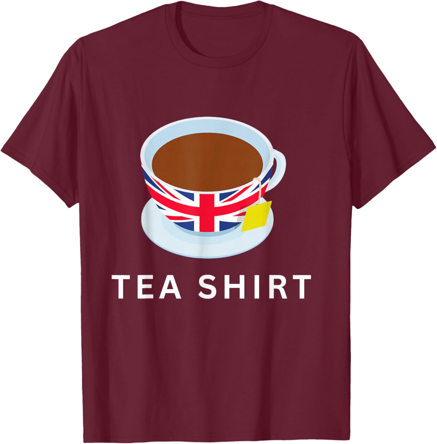 I Love English Tea UK Flag Fun Novelty Souvenir Memorabilia T-Shirt - T-Shirt | Maroon