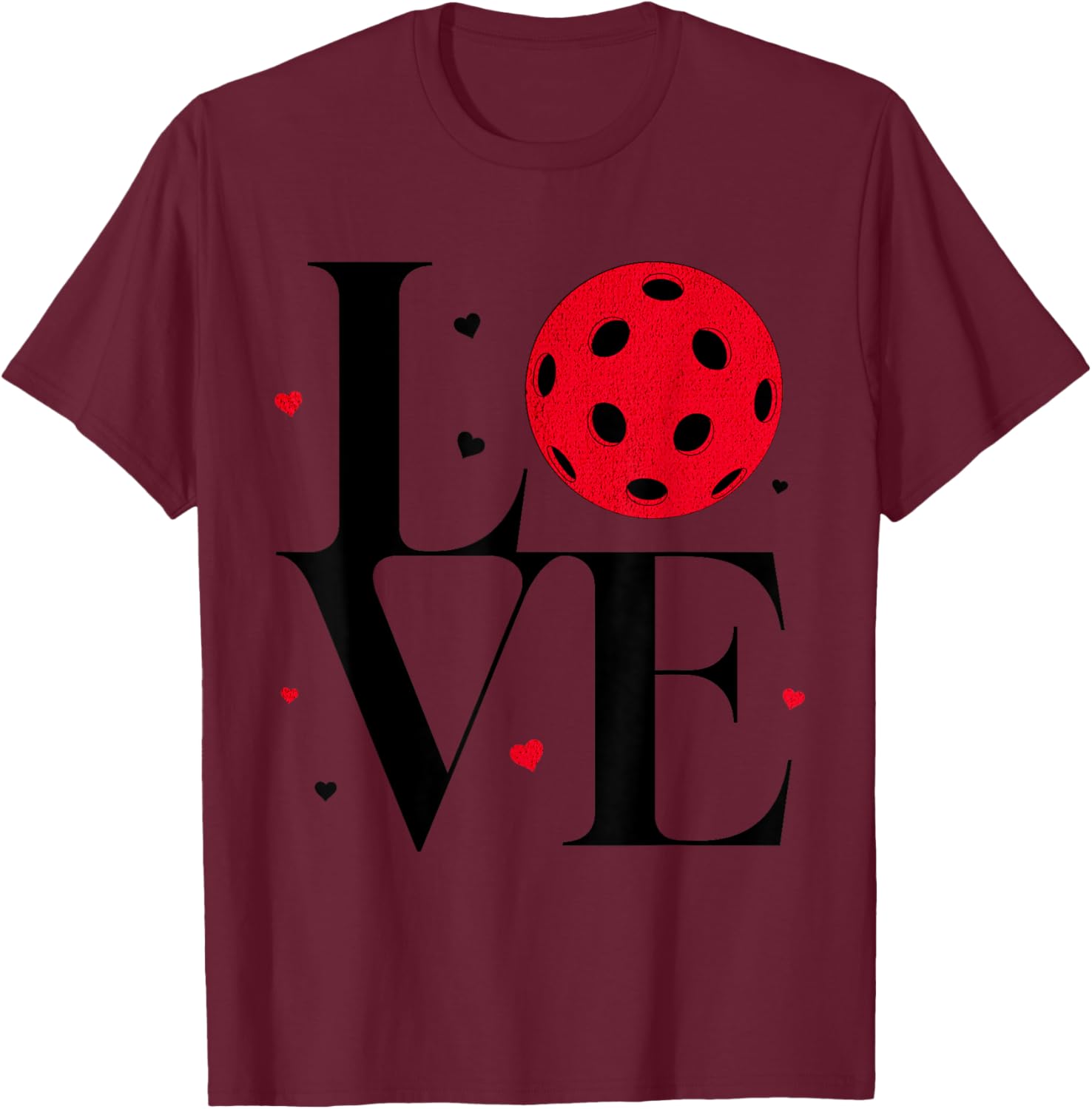 Love Pickleball Valentines Day Cute Red Heart T-Shirt - T-Shirt | Maroon