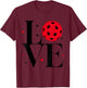Love Pickleball Valentines Day Cute Red Heart T-Shirt - T-Shirt | Maroon