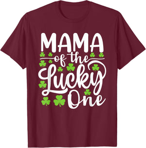 Mama of The Lucky One First Birthday St Patrick's Day T-Shirt - T-Shirt | Maroon
