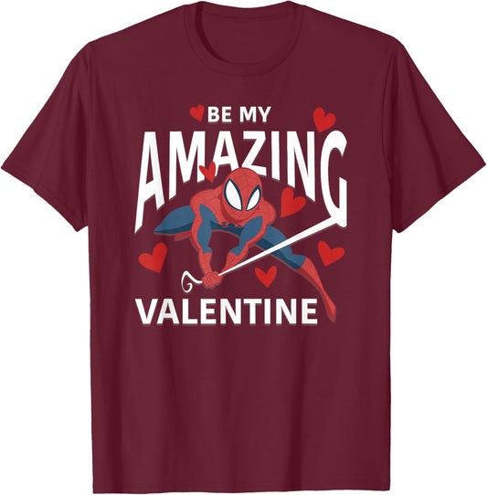 Marvel Spider-Man Valentine's Day Be My Amazing Valentine T-Shirt - T-Shirt | Maroon