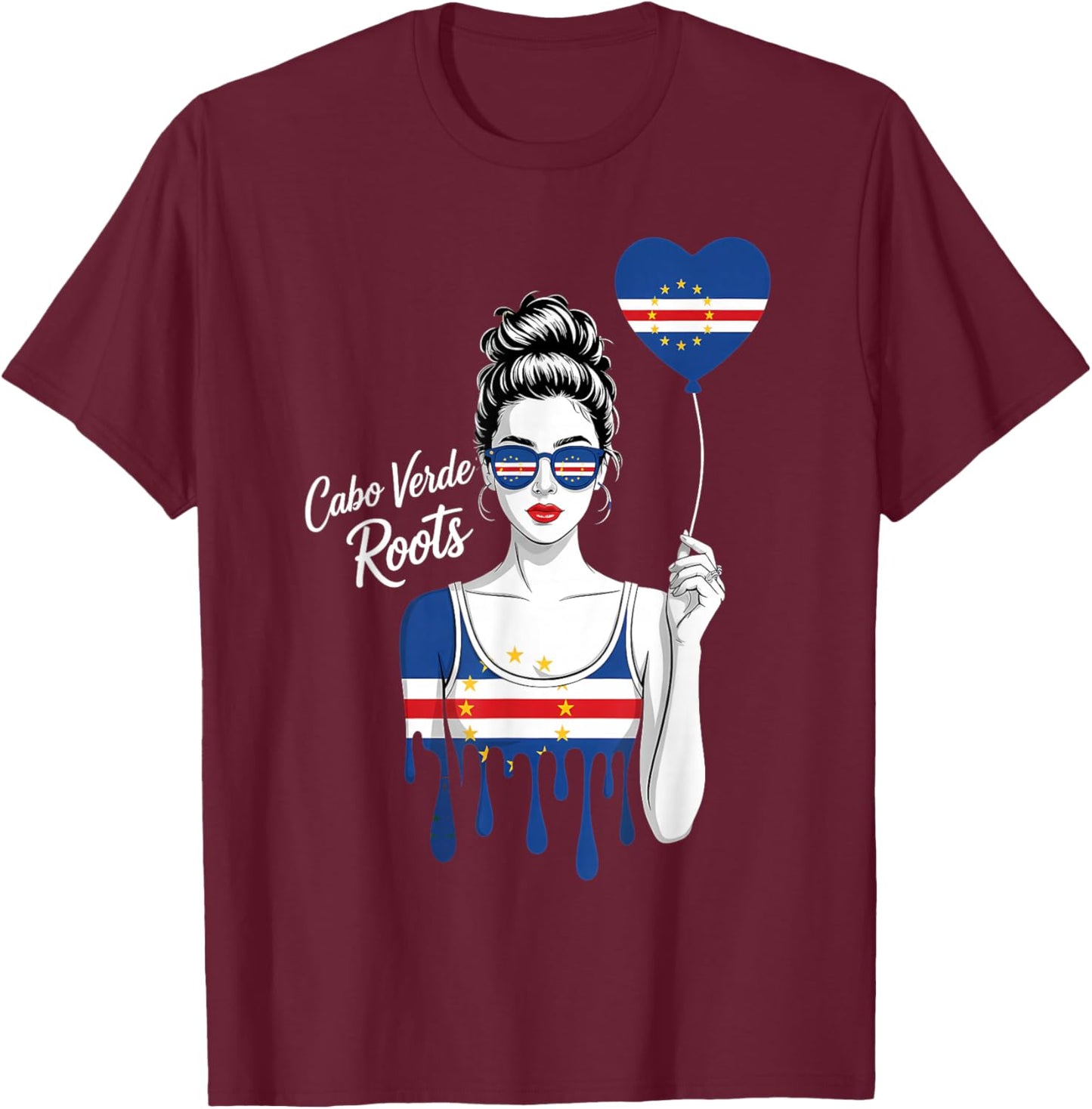 Cape Verde Flag Cape Verdean Roots Cabo Verde T-Shirt - T-Shirt | Maroon