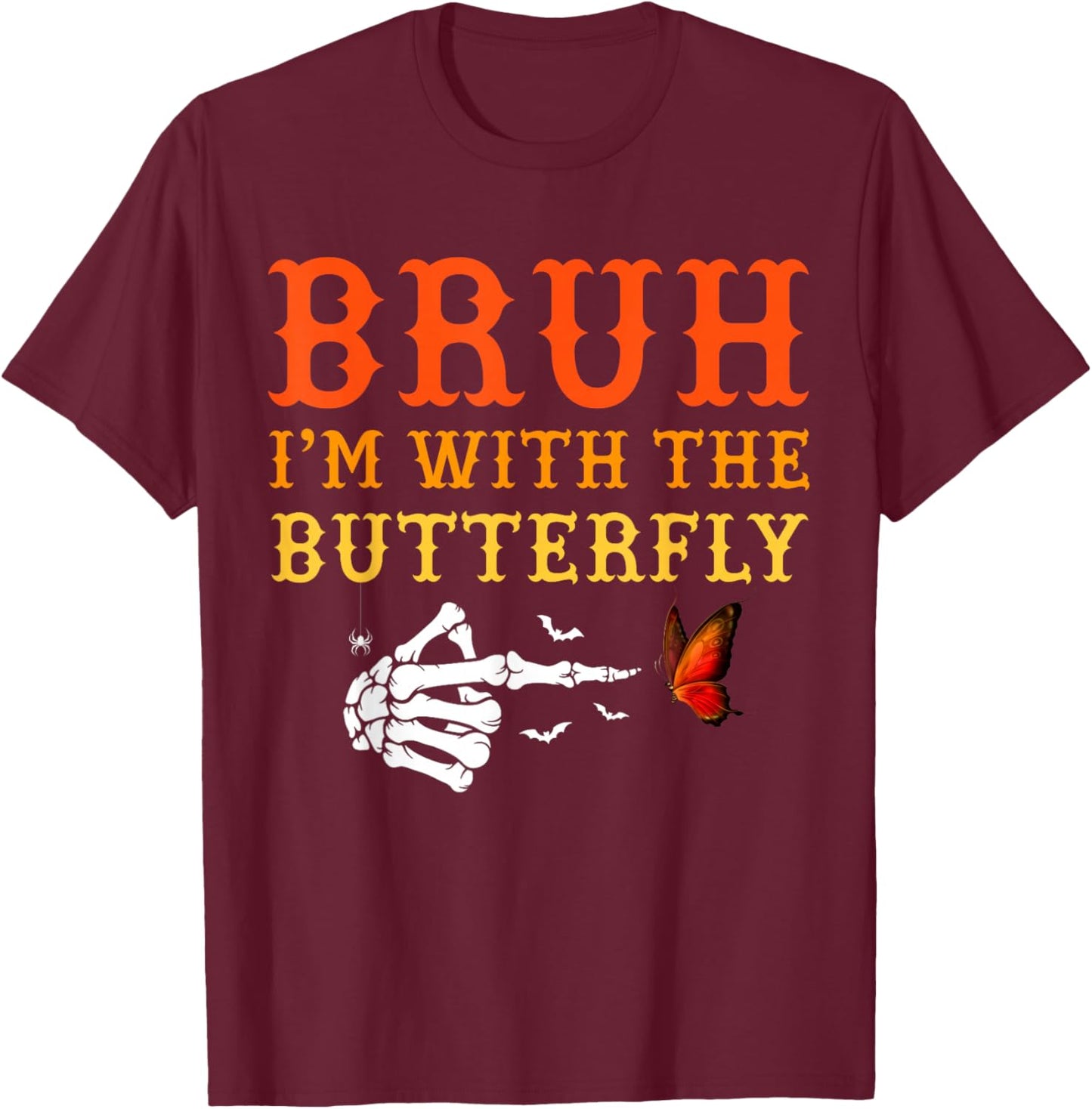 I'm with The Butterfly Couple Costume Halloween T-Shirt - T-Shirt | Maroon