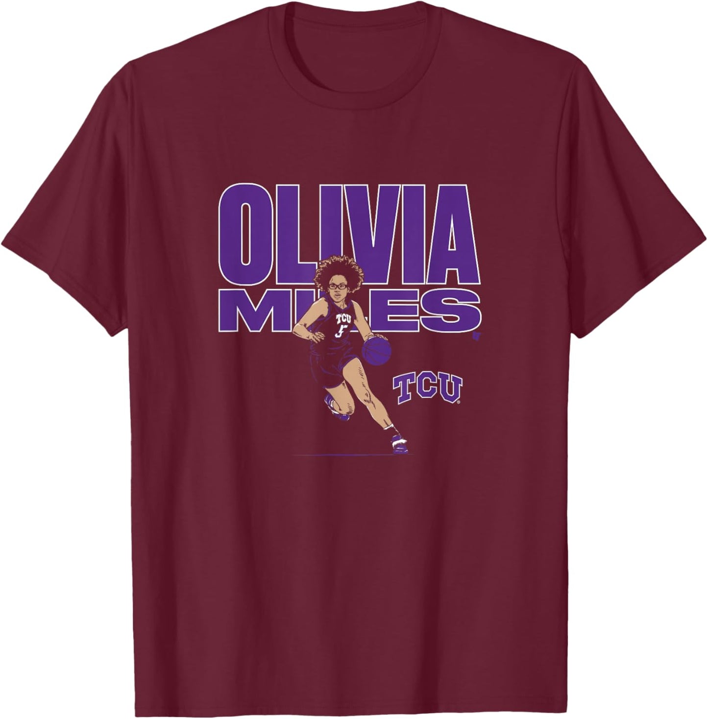Olivia Miles - Name Pose - TCU Women's Basketball T-Shirt - T-Shirt | Maroon