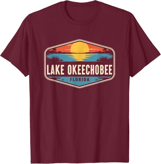 Lake Okeechobee Florida Outdoors Vintage T-Shirt - T-Shirt | Maroon