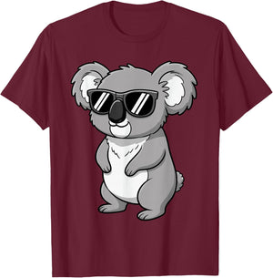 Koala Face Sunglasses Funny Koala for Kids T-Shirt - T-Shirt | Maroon
