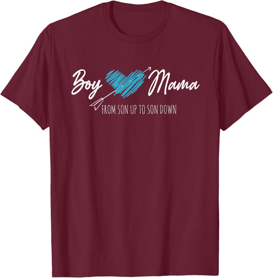 Boy-Mama from Son Up to Son Down Mother's Day Mommy Mom Life T-Shirt - T-Shirt | Maroon