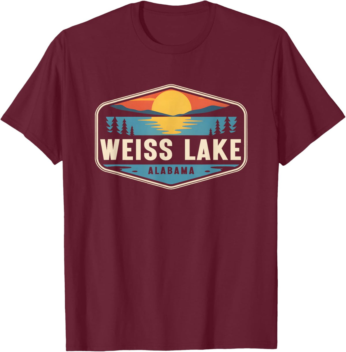 Weiss Lake Alabama Outdoors Vintage T-Shirt - T-Shirt | Maroon