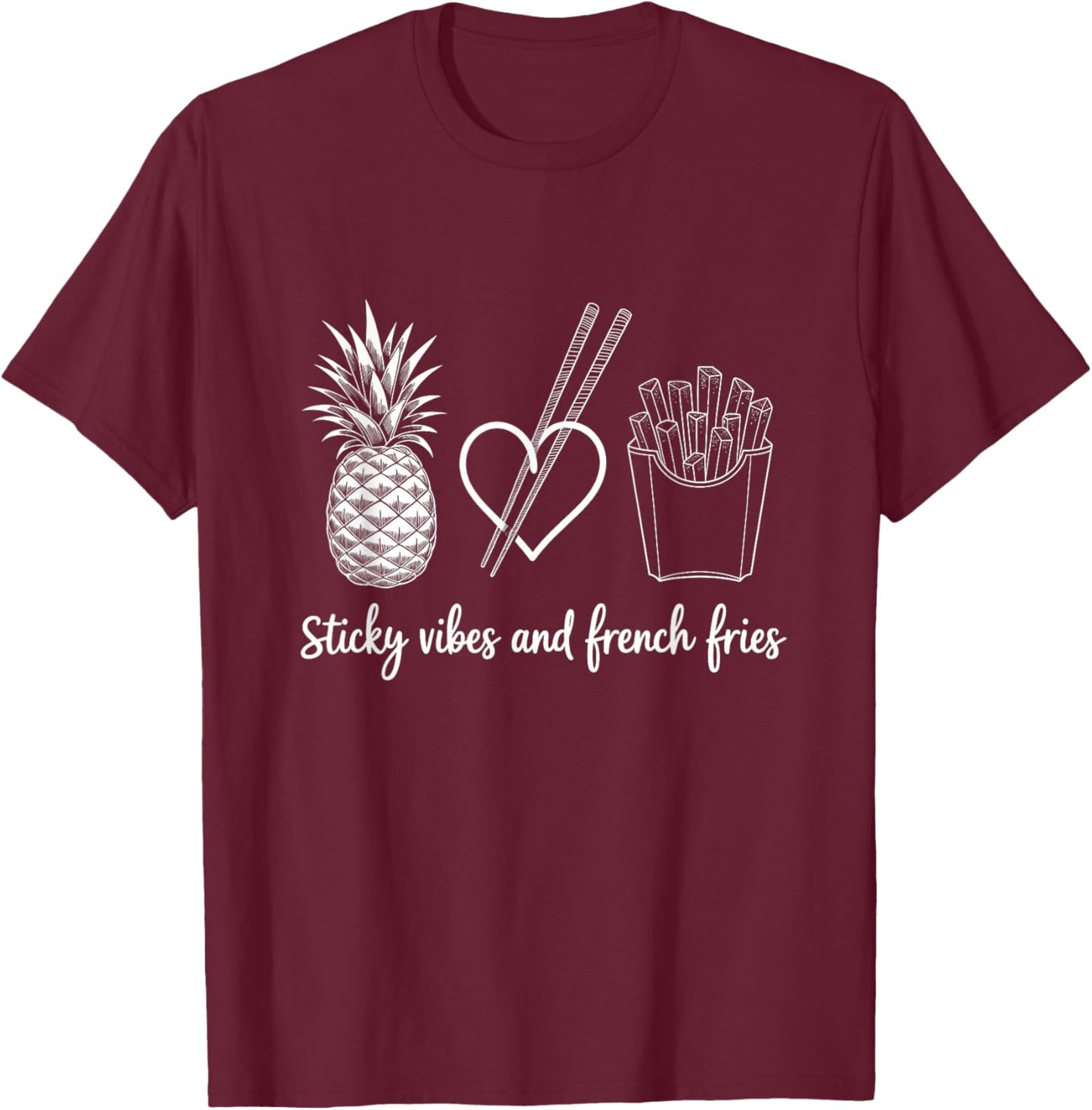 Funny Aesthetic Snack Lover Fries Pineapple Style T-Shirt - T-Shirt | Maroon