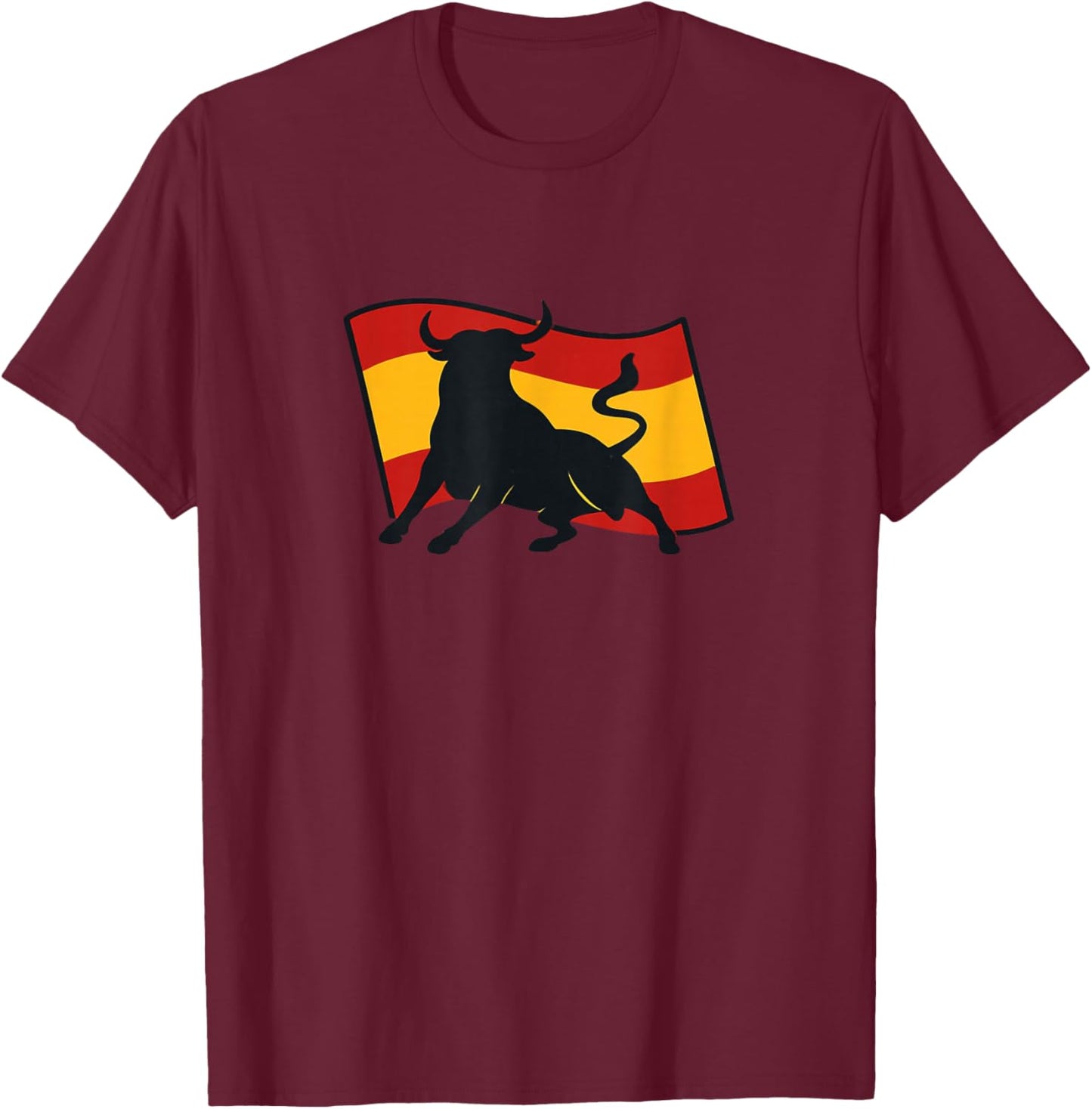 Spanish Bull with Spain Flag T-Shirt - T-Shirt | Maroon