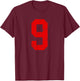 Distressed Red Number 9 Jersey Player Uniform #9 T-Shirt - T-Shirt | Maroon