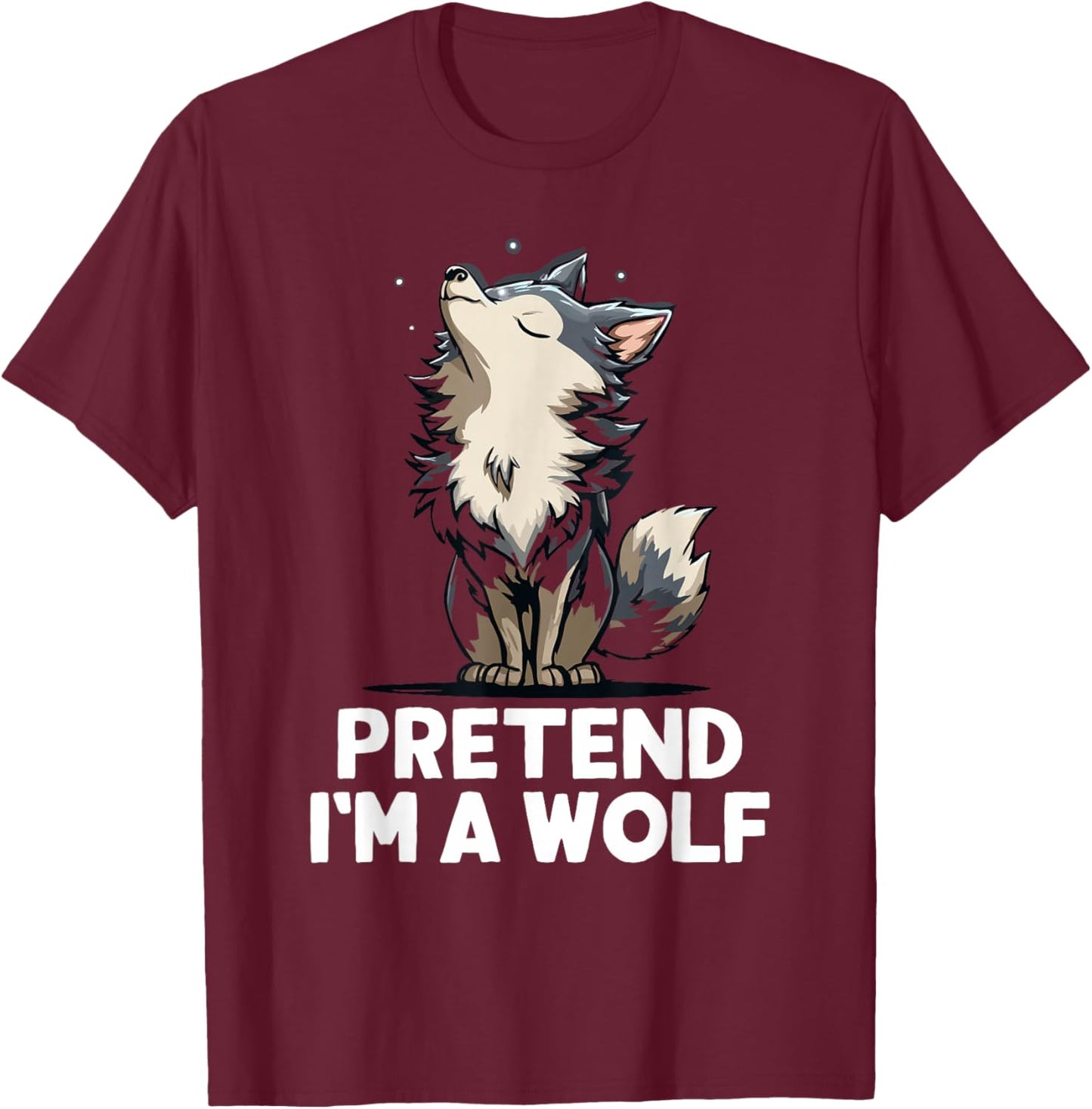 Easy Pretend I'm A Wolf Costume Halloween Funny Boys Kids T-Shirt - T-Shirt | Maroon