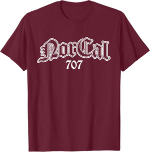 Norcal 707 Northern California T-Shirt - T-Shirt | Maroon