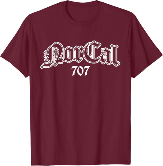 Norcal 707 Northern California T-Shirt - T-Shirt | Maroon