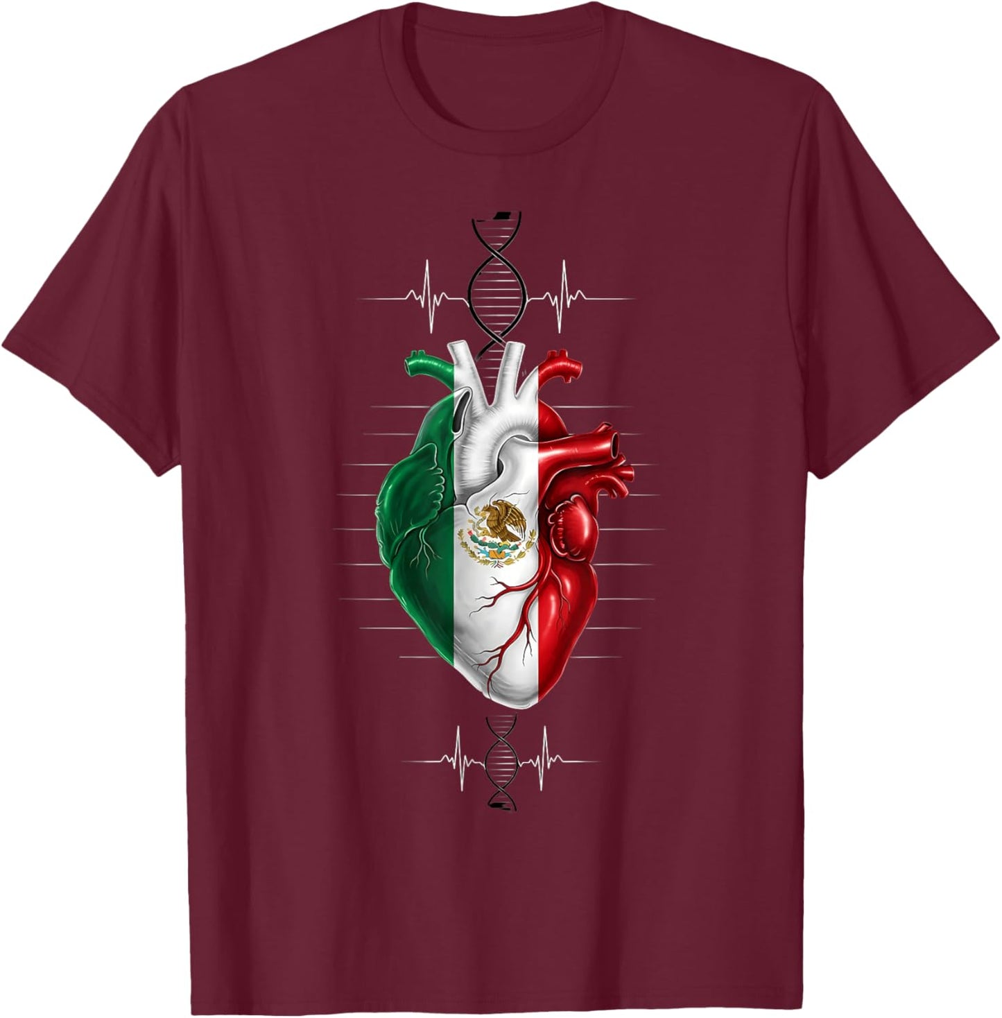 Mexico Flag Mexican Pride Mexican Roots Mexican Flag T-Shirt - T-Shirt | Maroon