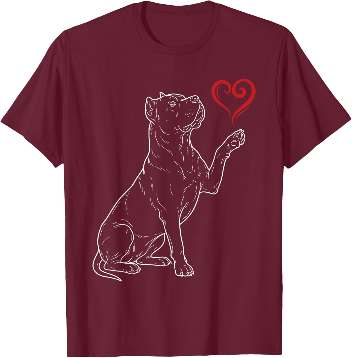 Cane Corso Lover Dog Art Holding Heart Valentines T-Shirt - T-Shirt | Maroon