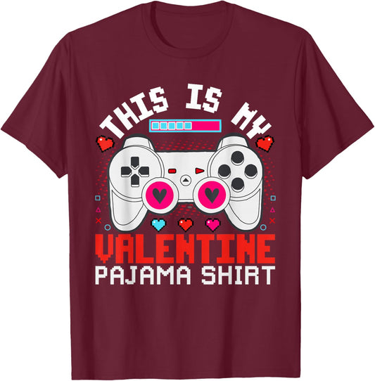 This is My Valentine Pajama Video Games Valentine Boy T-Shirt - T-Shirt | Maroon