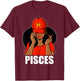 Pisces Black Girl Red Cap Afro Woman Black Queen T-Shirt - T-Shirt | Maroon