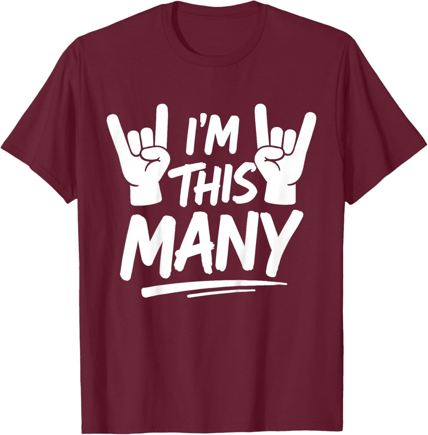 Kids I'm This Many Rock Hand Kids 4th Birthday Party 4 Years Old T-Shirt - T-Shirt | Maroon