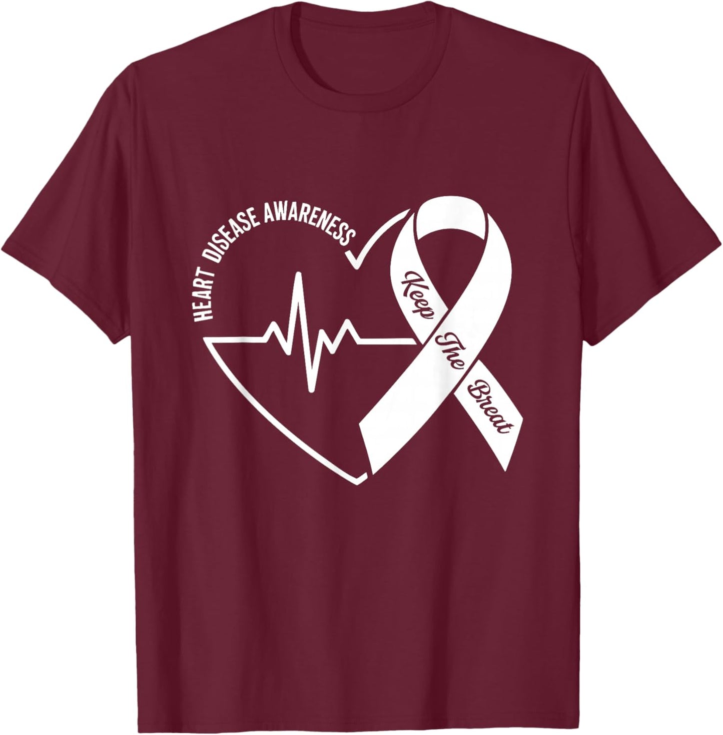 Wear Red Heart Disease Awareness Red Heart Health T-Shirt - T-Shirt | Maroon