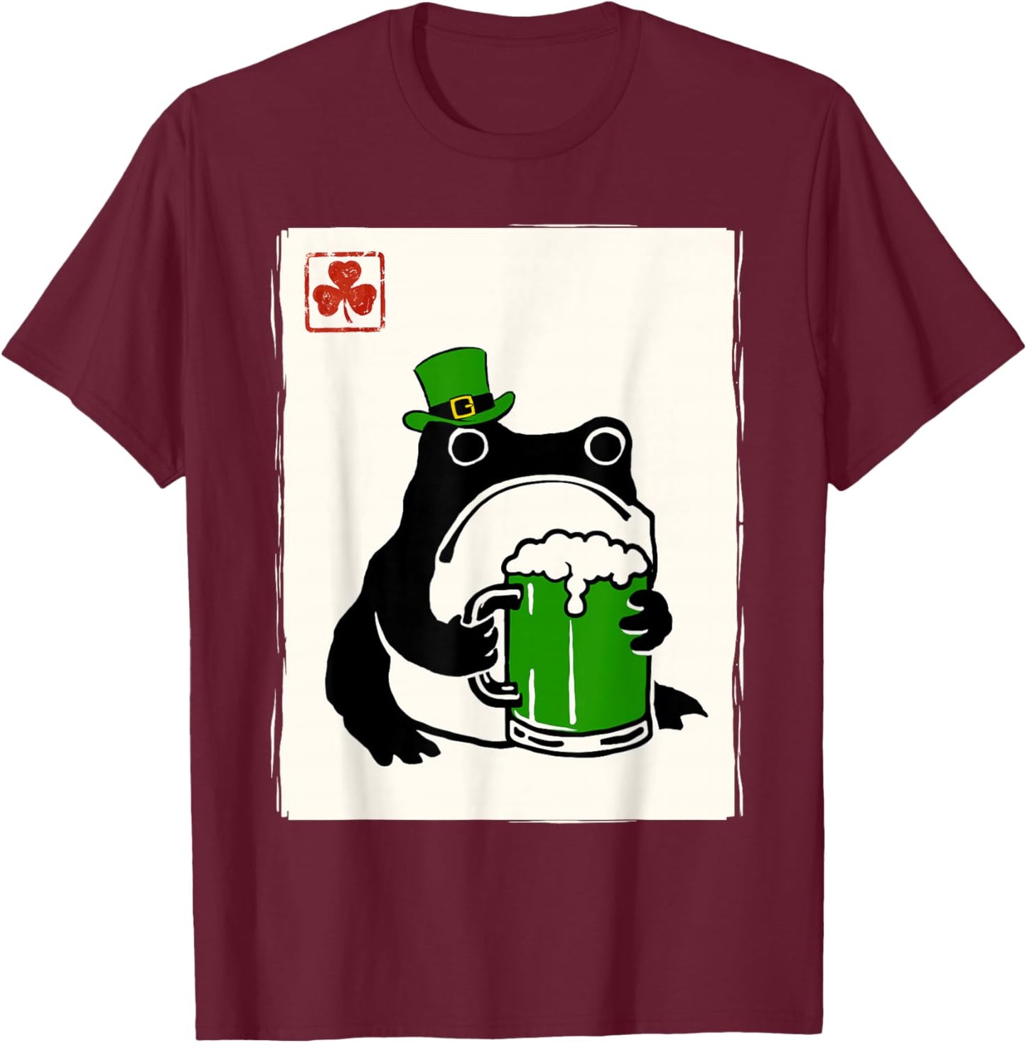 Grumpy Frog St Patty's Shamrock Beer Funny St Patrick's Day T-Shirt - T-Shirt | Maroon