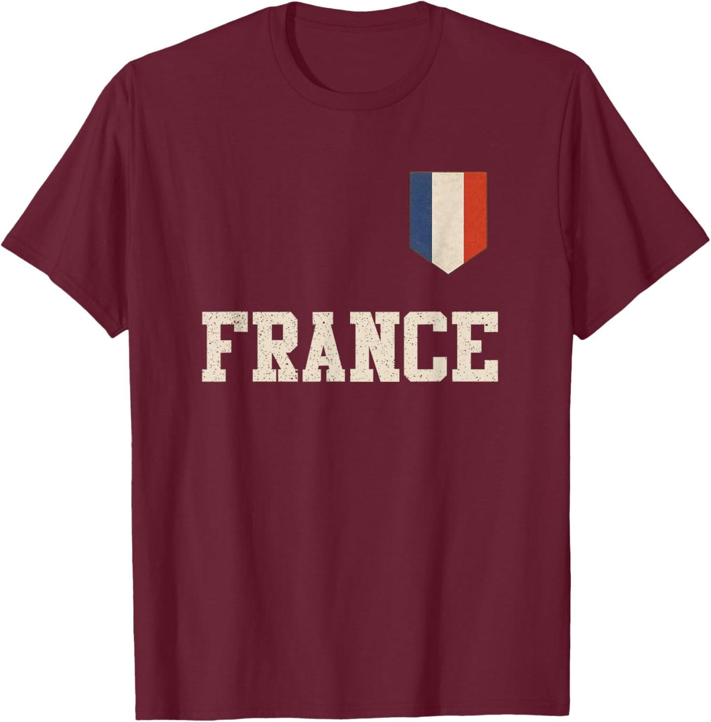 Vintage French Flag of France Men Women Kids Youth Girl T-Shirt - T-Shirt | Maroon
