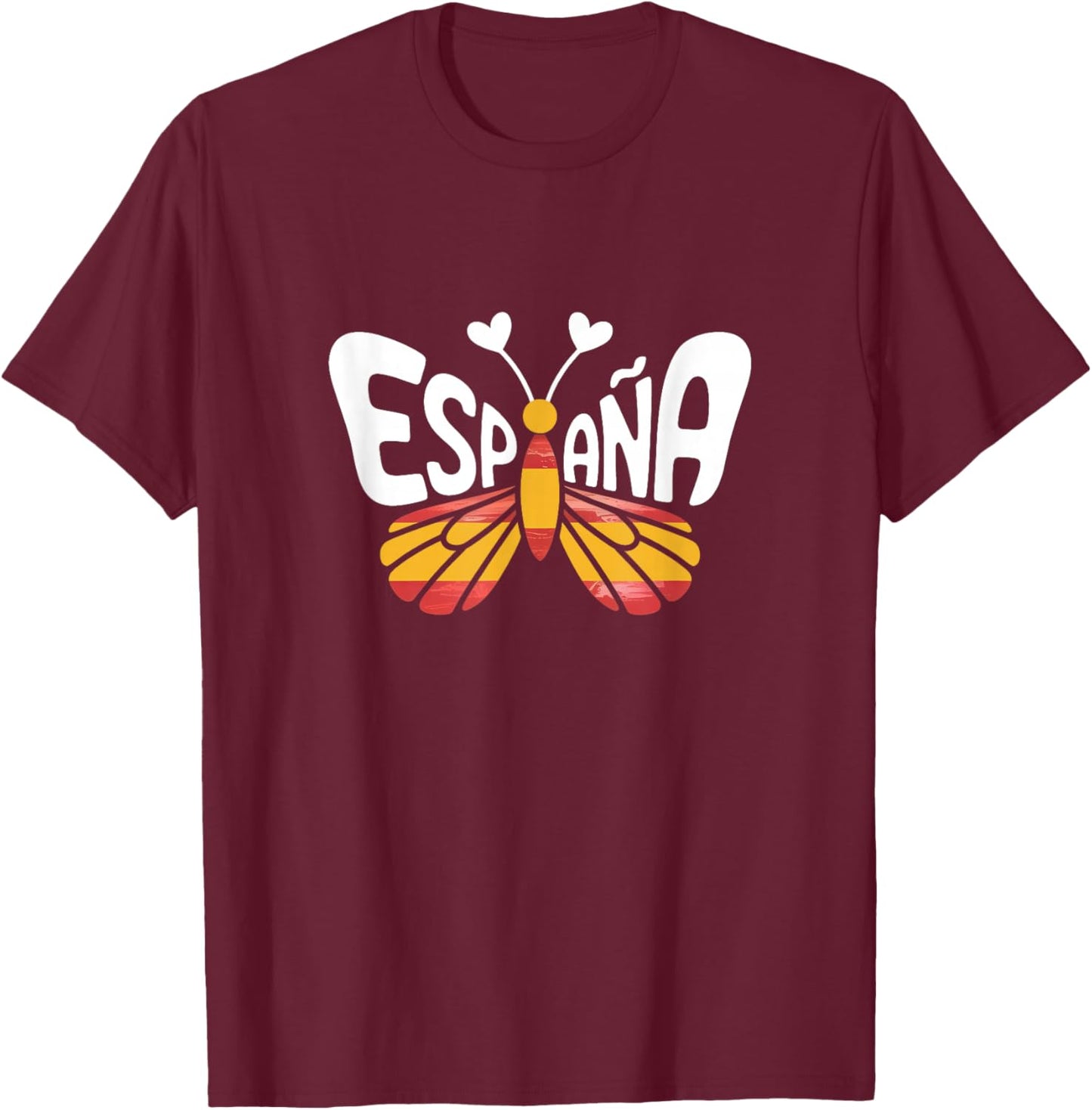 Spain Espana Butterfly - Spanish Flag Colors Souvenir T-Shirt - T-Shirt | Maroon