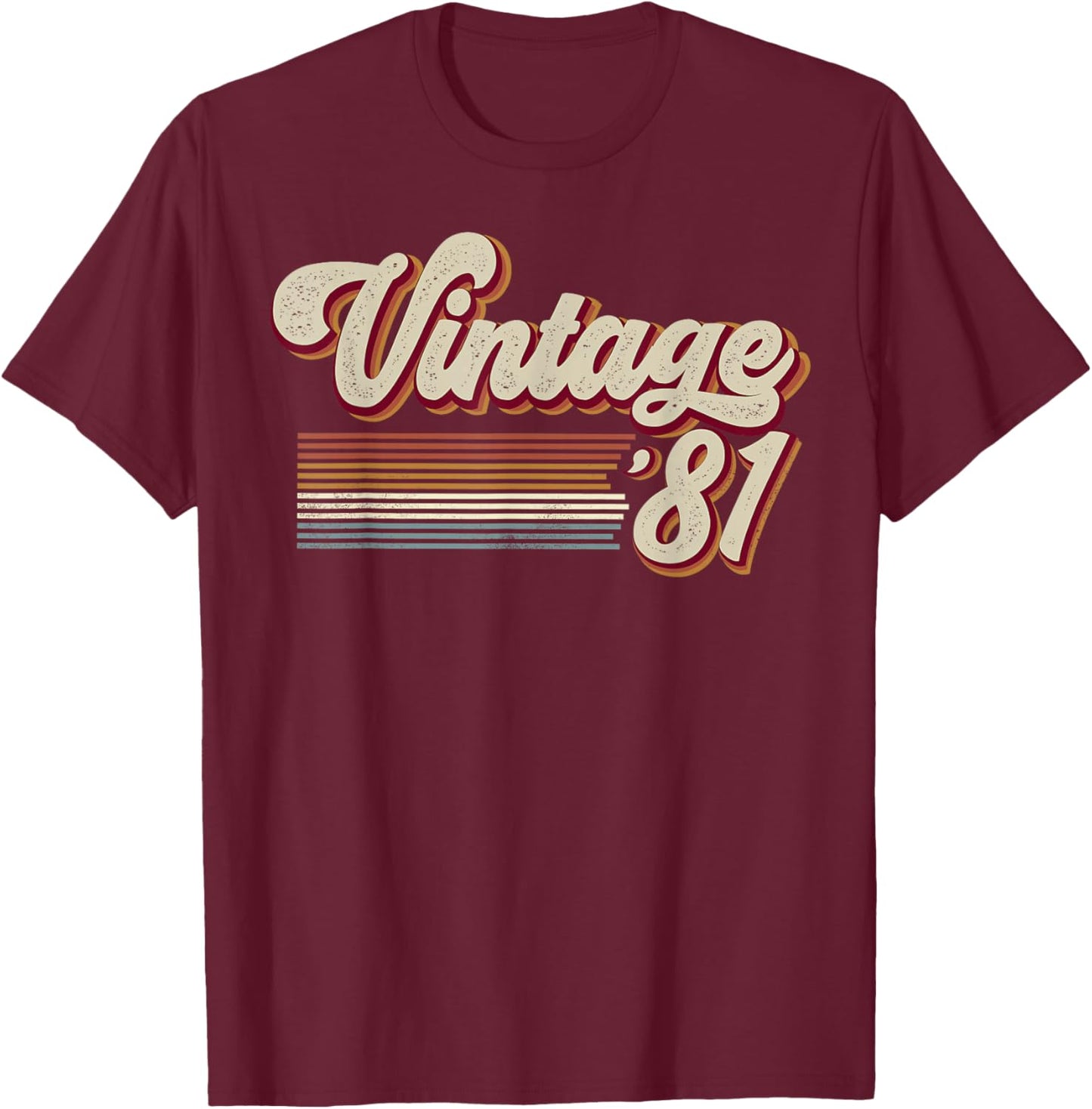 Vintage 1981 Retro Sunset Classic 44-Year-Old 44th Birthday T-Shirt - T-Shirt | Maroon