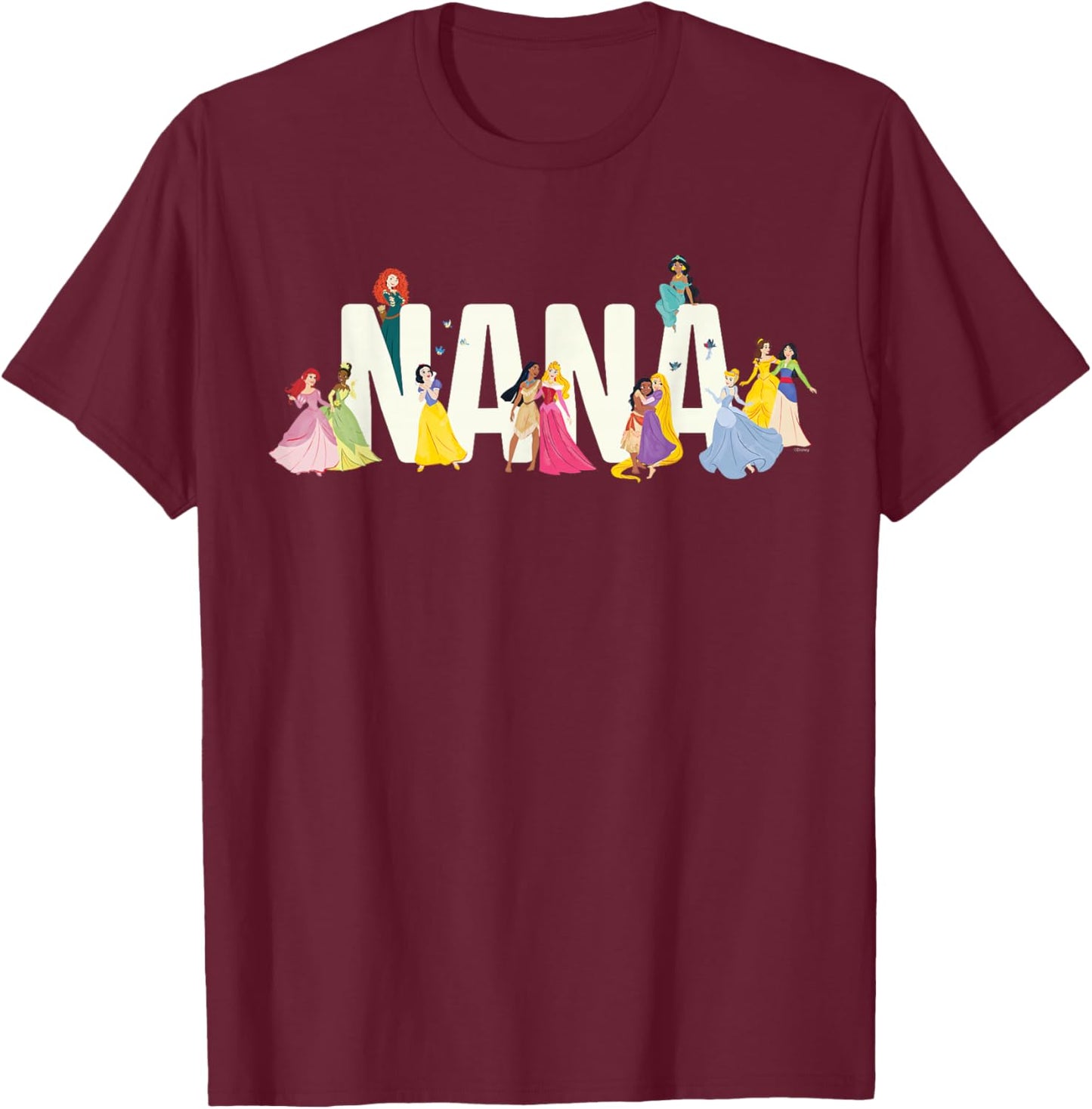 Disney Princess Squad Nana Family Trip Vacation Reunion T-Shirt - T-Shirt | Maroon