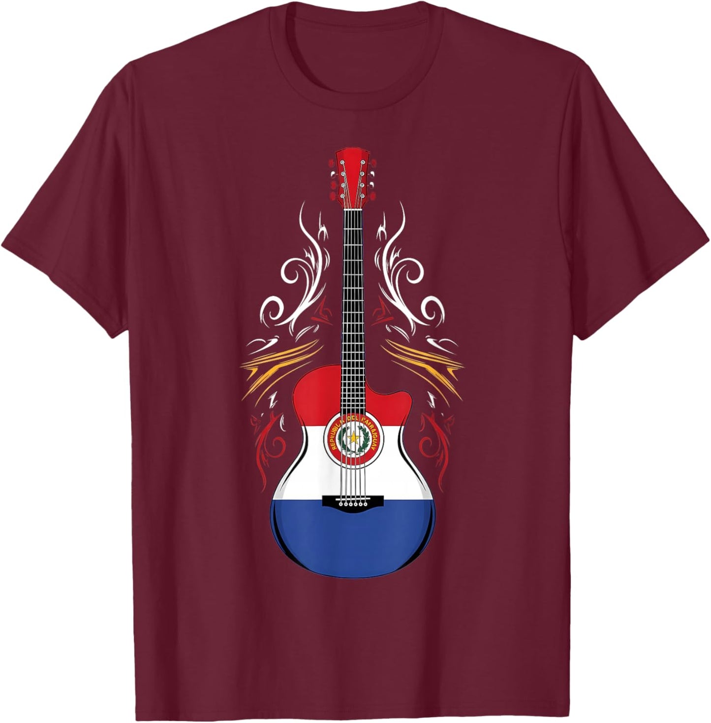 Paraguay Roots Guitar Paraguayan Flag T-Shirt - T-Shirt | Maroon
