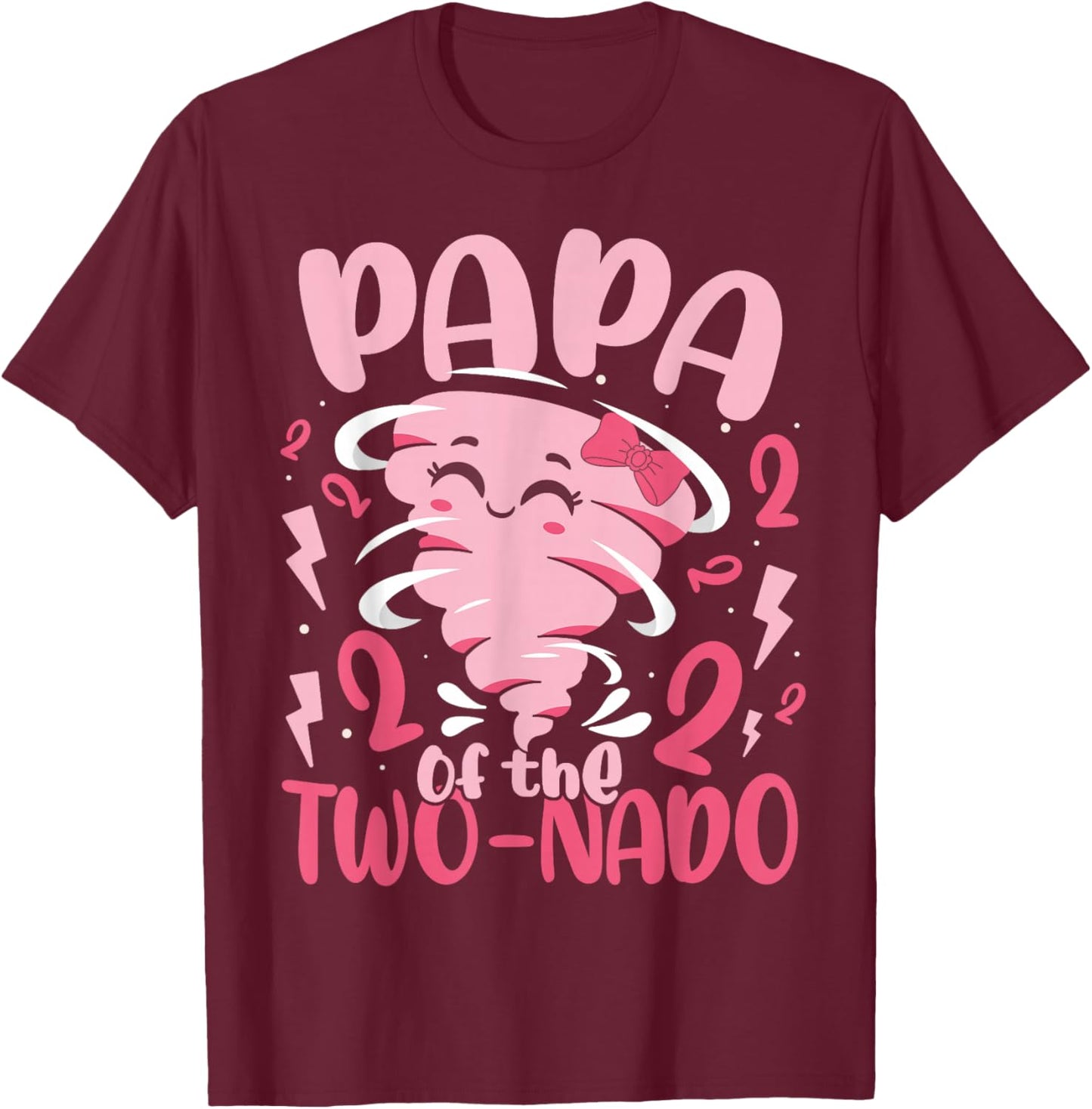Papa of The Two-nado Tornado Themed 2nd Birthday Party Kids T-Shirt - T-Shirt | Maroon