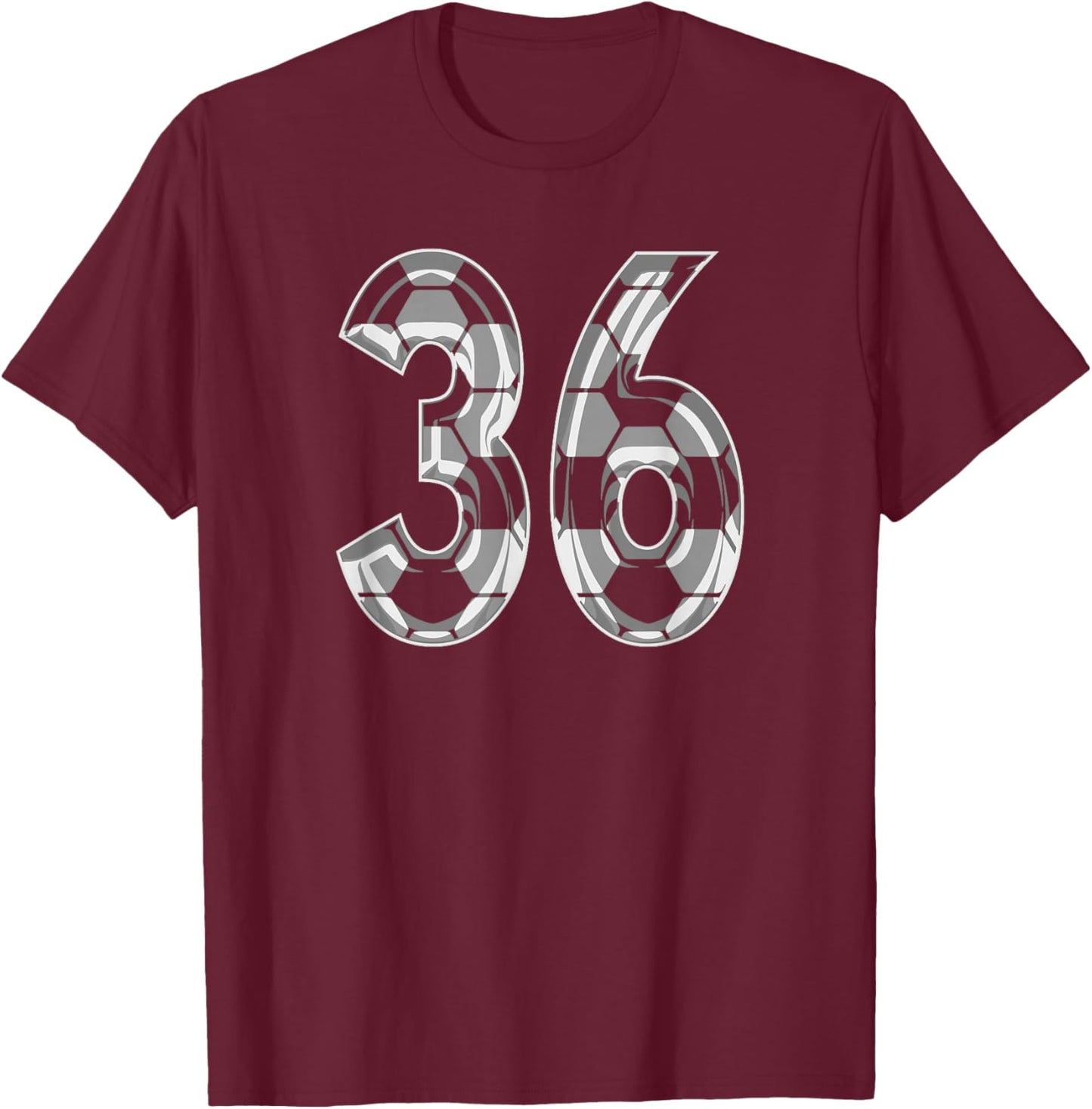 Soccer Pattern Number 36 Jersey Player Uniform #36 T-Shirt - T-Shirt | Maroon
