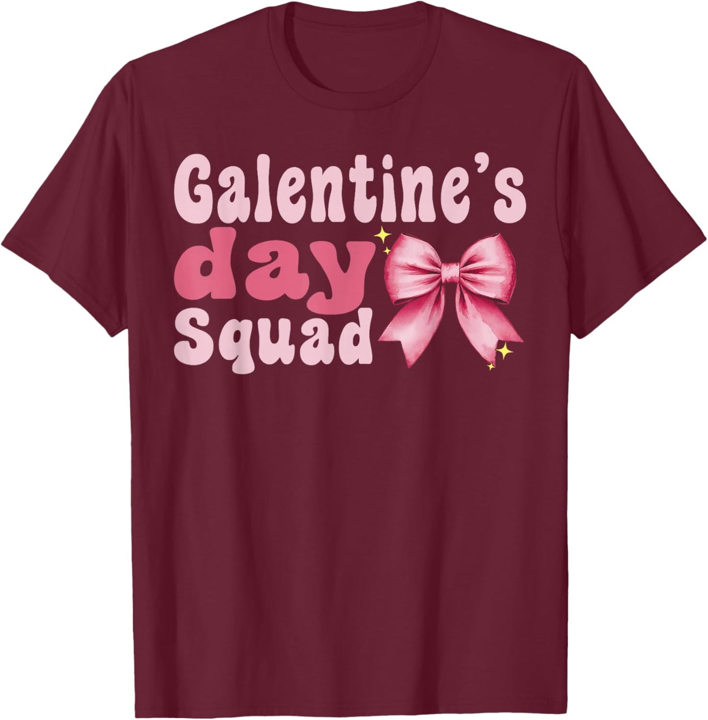Galentine Day Squad Heart Coquette Bow Valentine's T-Shirt - T-Shirt | Maroon