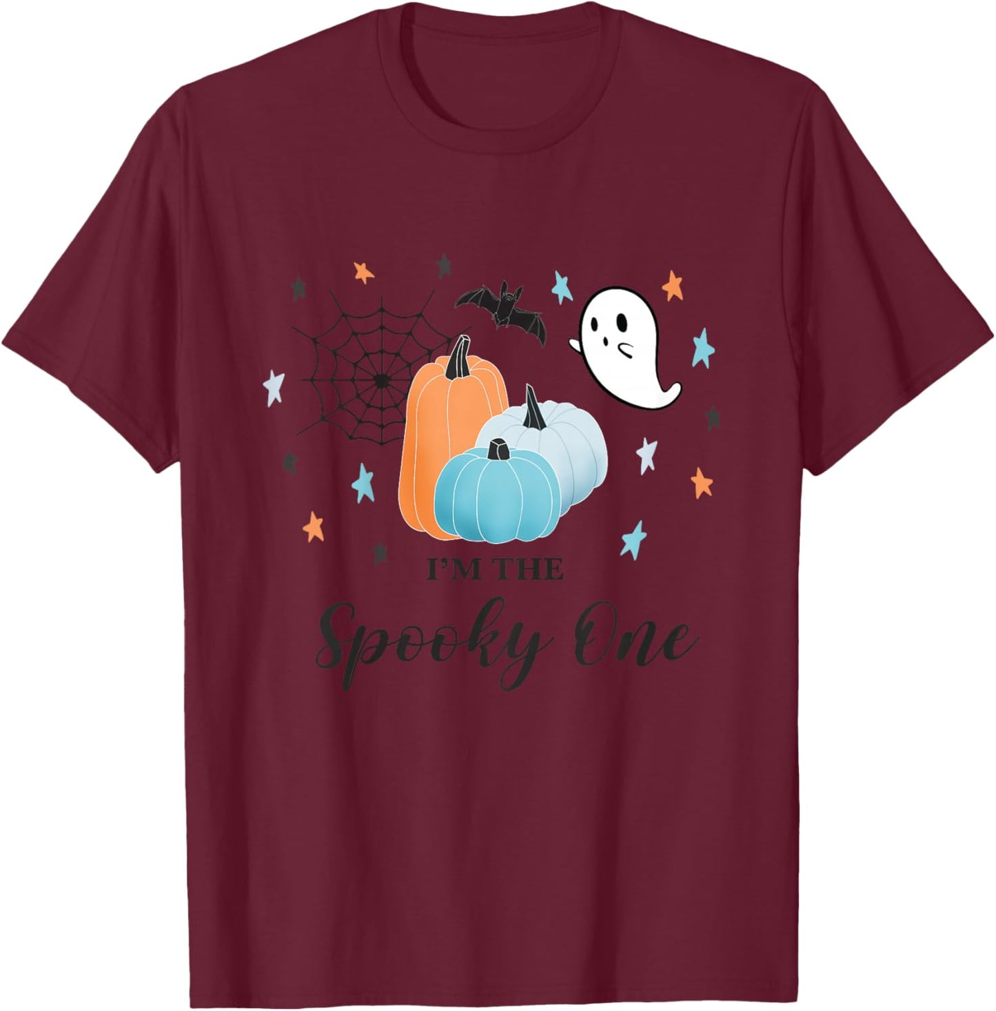 Kids I'm The Spooky One First Birthday Blue Pumpkin Halloween 1 T-Shirt - T-Shirt | Maroon