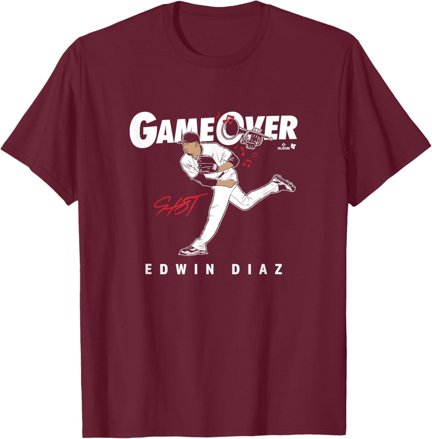 Edwin Diaz - Game Over - Los Angeles Baseball T-Shirt - T-Shirt | Maroon