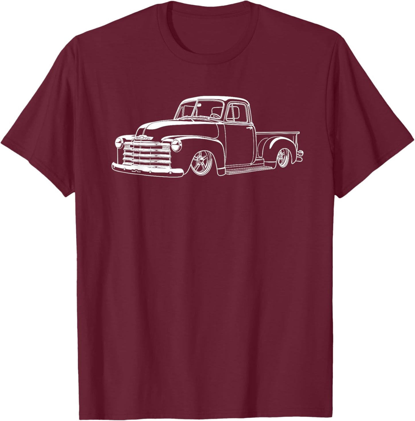 Custom 3100 Classic Truck Silhouette Front Corner Profile T-Shirt - T-Shirt | Maroon