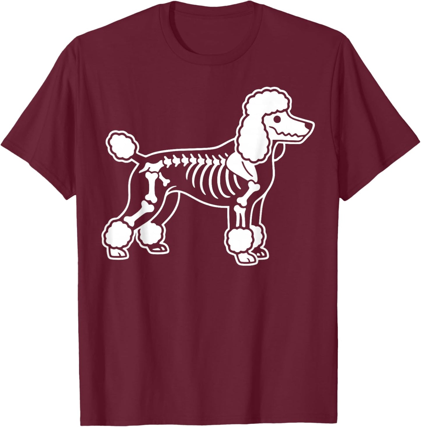 Poodle Skeleton Halloween Cute T-Shirt - T-Shirt | Maroon