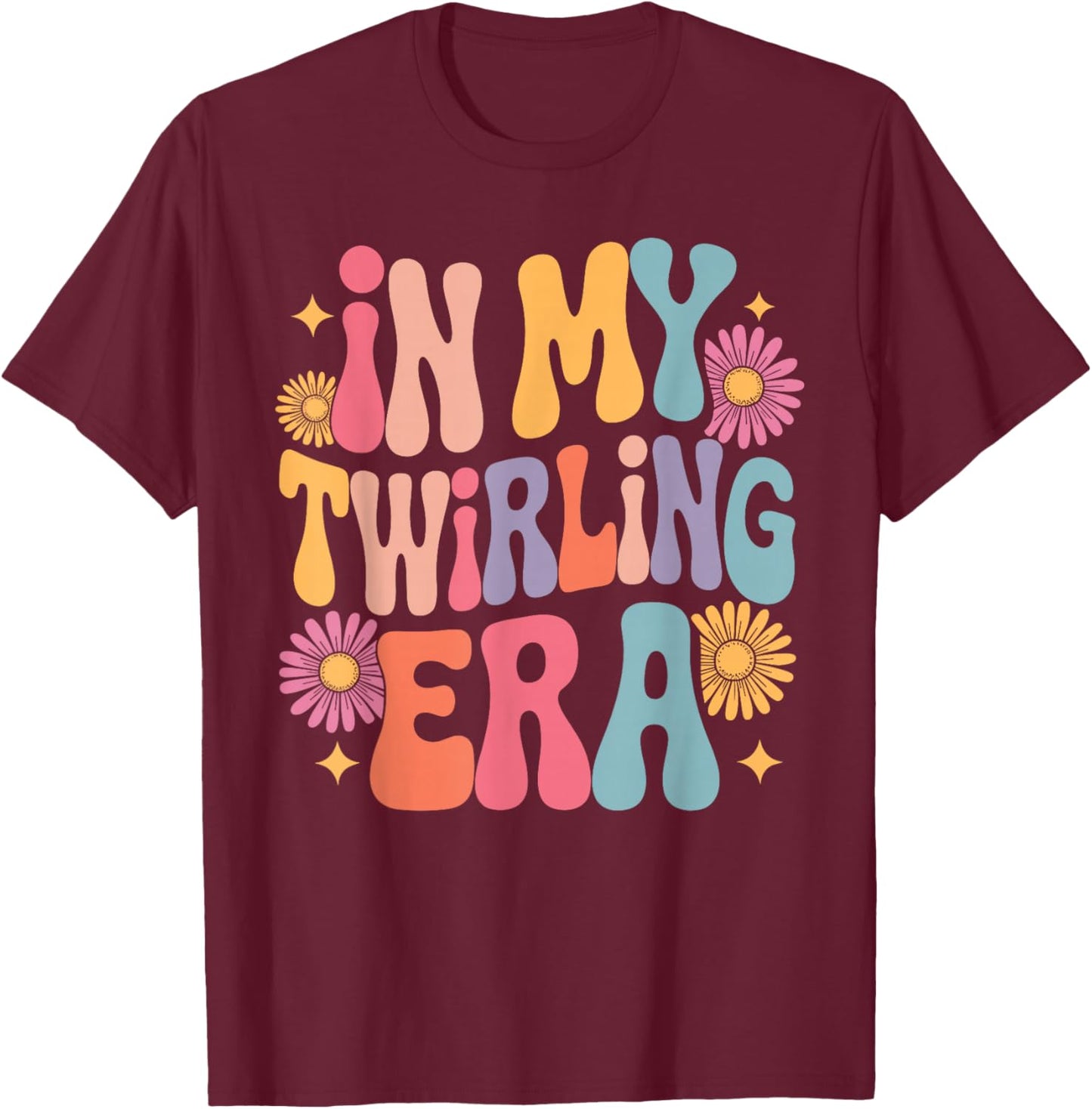 Cool Baton Twirling Art Girls Twirl Baton Twirler T-Shirt - T-Shirt | Maroon