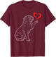 English Bulldog Dog Art Holding Heart Valentines T-Shirt - T-Shirt | Maroon