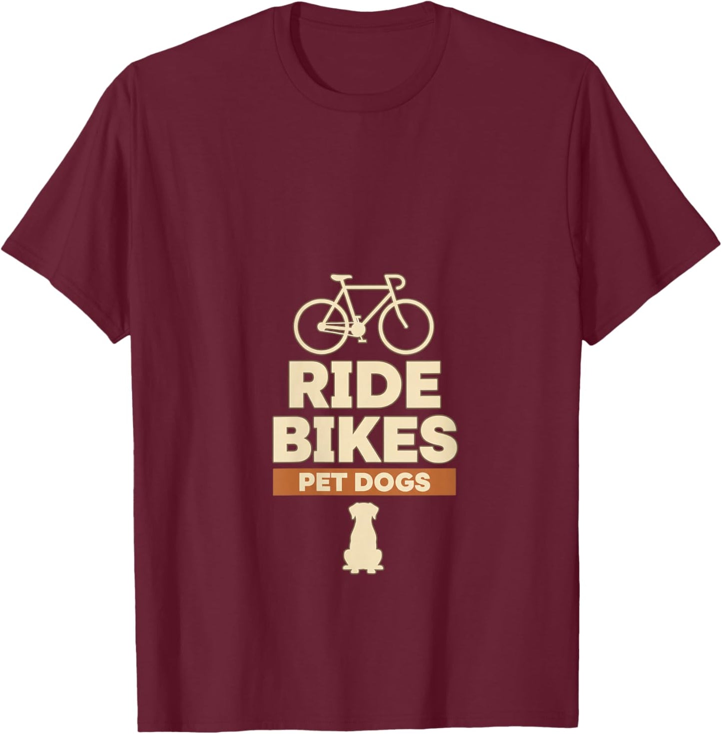 Dog Ride Bikes Pet Dogs Dog Lover Cycling Bicycle Design V-Neck T-Shirt - T-Shirt | Maroon