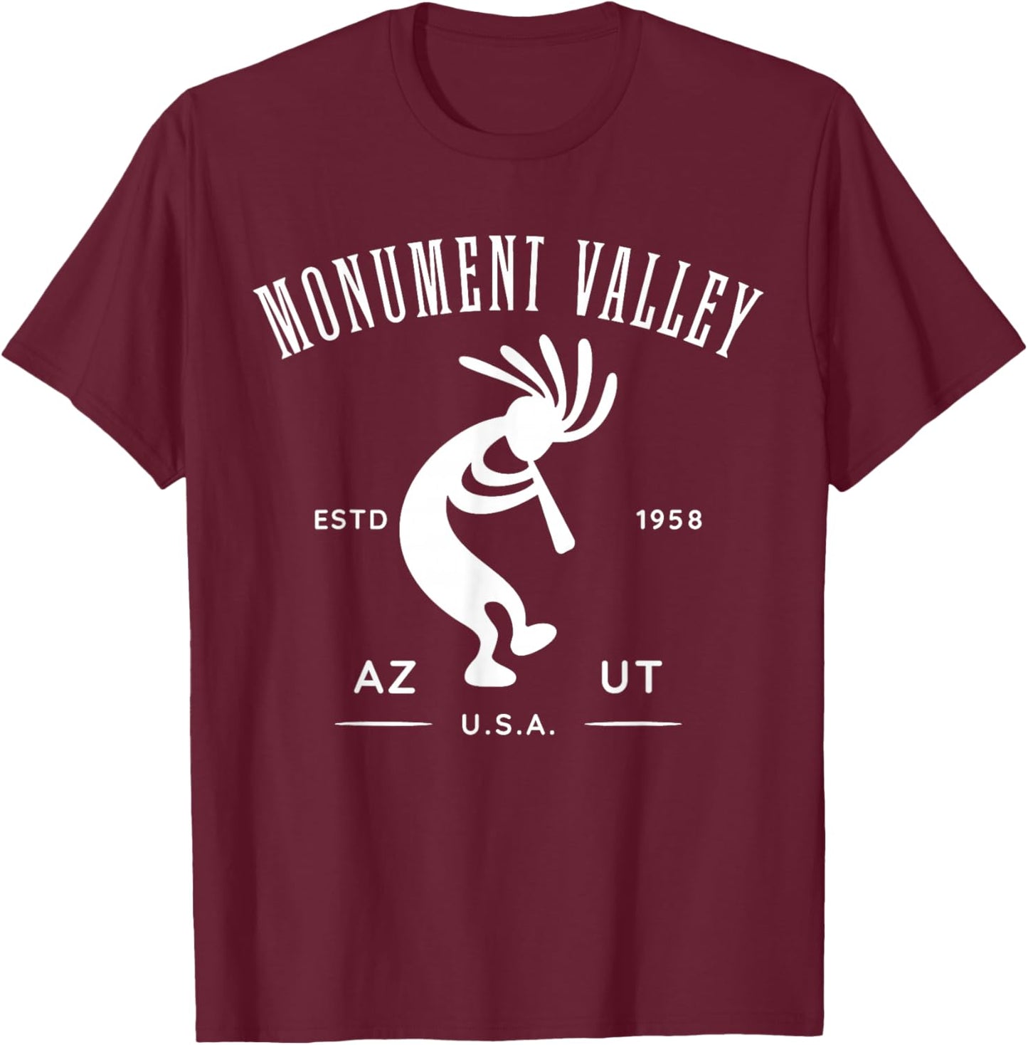 Monument Valley Arizona Utah USA Dancing Kokopelli Design T-Shirt - T-Shirt | Maroon