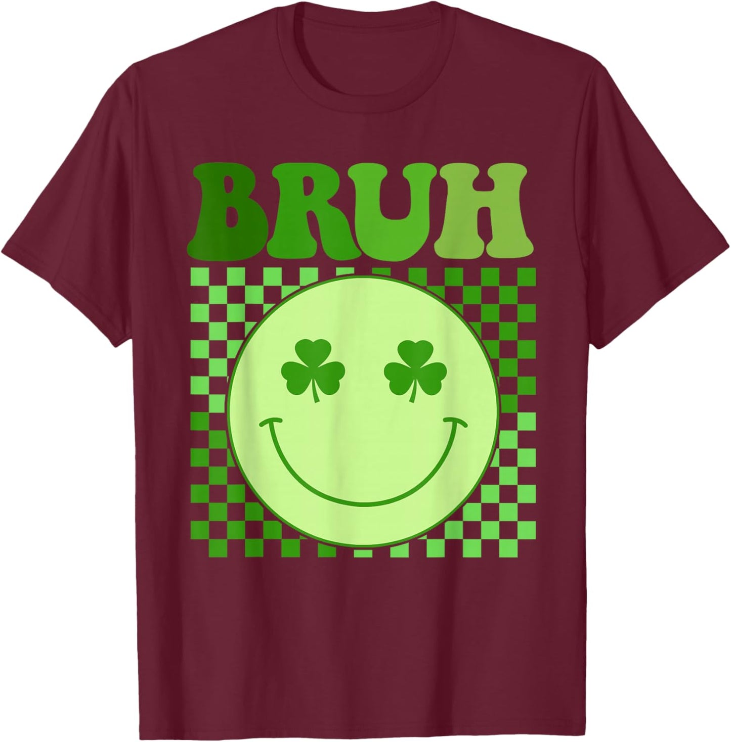 Groovy St Patricks Day Bruh Lucky Shamrock Women Girls Kids T-Shirt - T-Shirt | Maroon