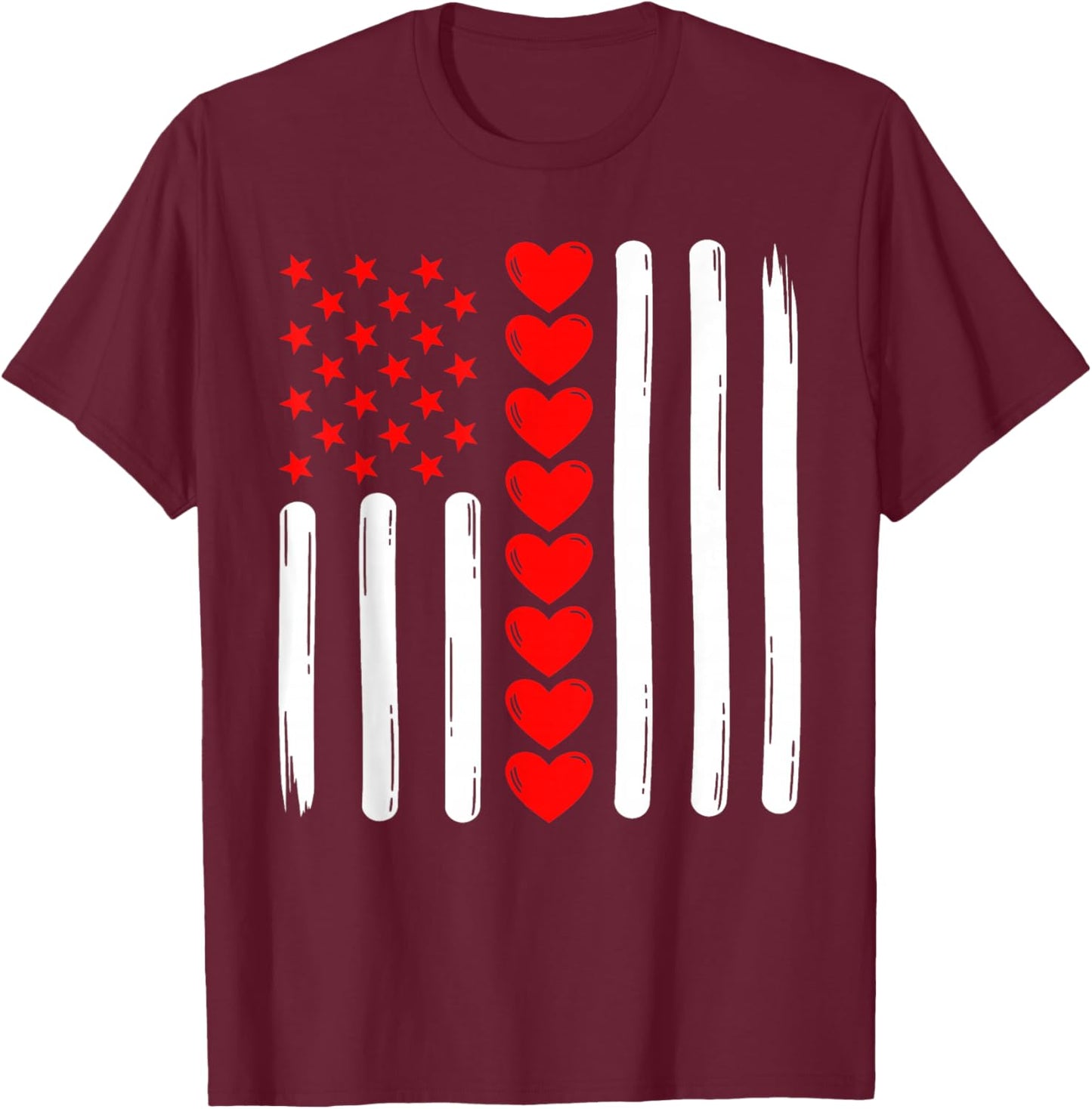 Retro Vintage USA Flag Valentines Day Women Kids T-Shirt - T-Shirt | Maroon