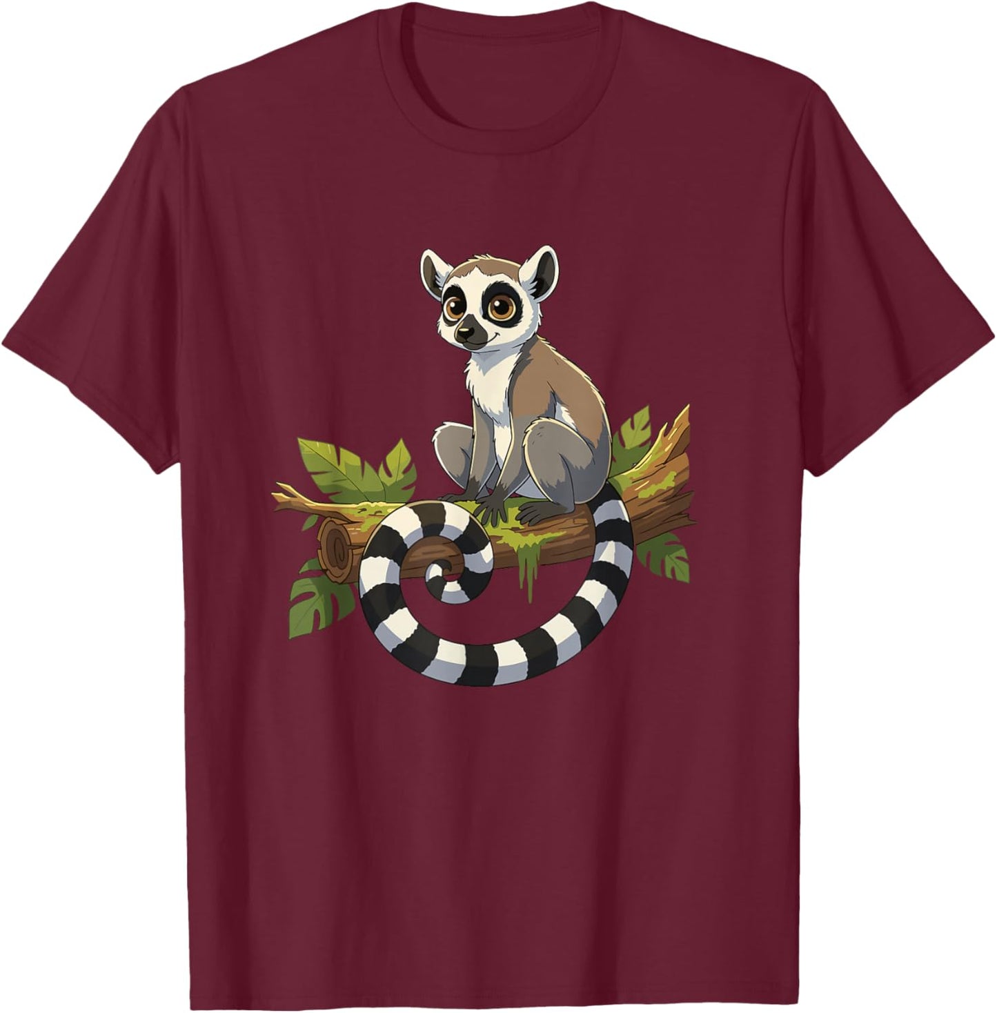 Cute Ring Tailed Lemur Jungle Madagascar Animal T-Shirt - T-Shirt | Maroon