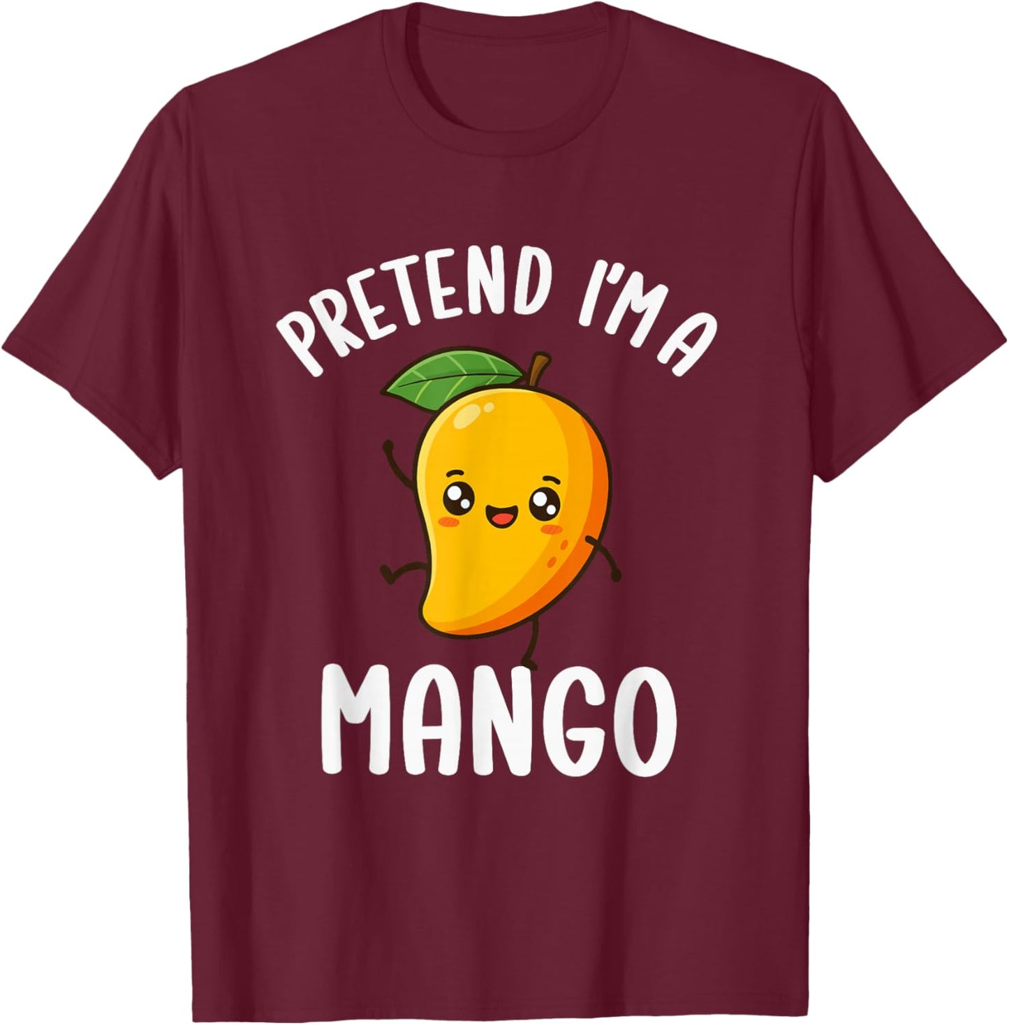 Pretend I'm A Mango Fruit Kids Funny Mango Halloween Costume T-Shirt - T-Shirt | Maroon