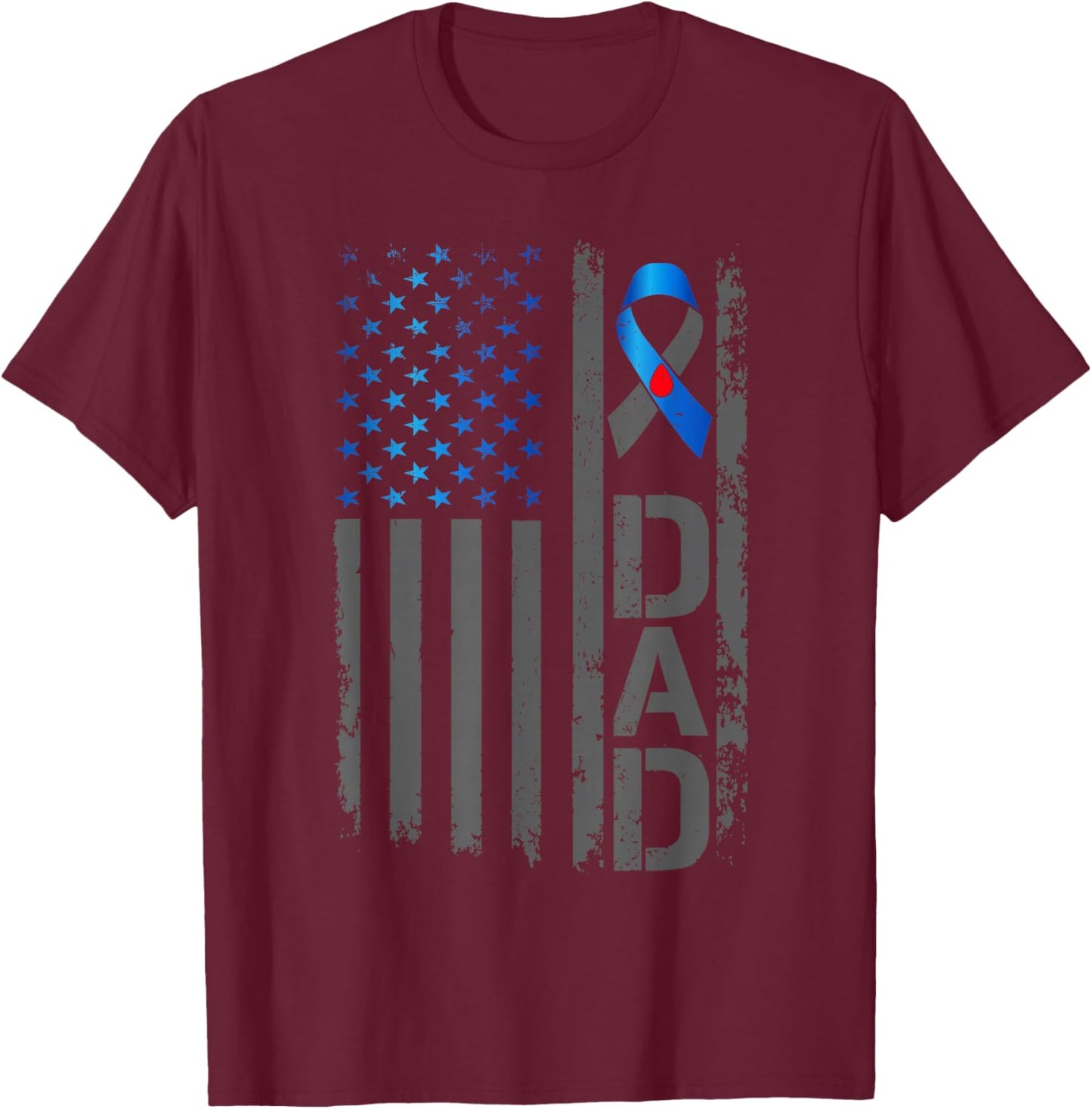 Type 1 Diabetes Awareness T1D Dad of Warrior Type 1 Diabetic T-Shirt - T-Shirt | Maroon