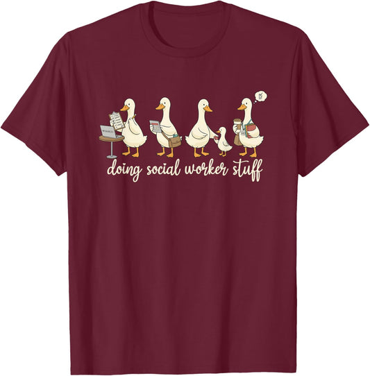 Funny Goose Doing Social Worker Advocate Support School T-Shirt - T-Shirt | Maroon